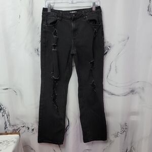Rue 21 Women's Size 8 Black Faded Distressed Ripped Look Jeans